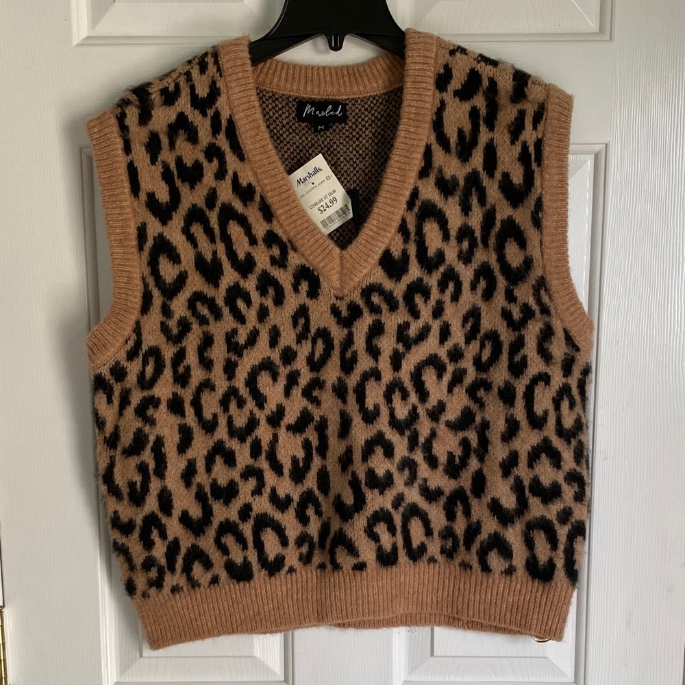 Marled Tan and Black Knit Vest